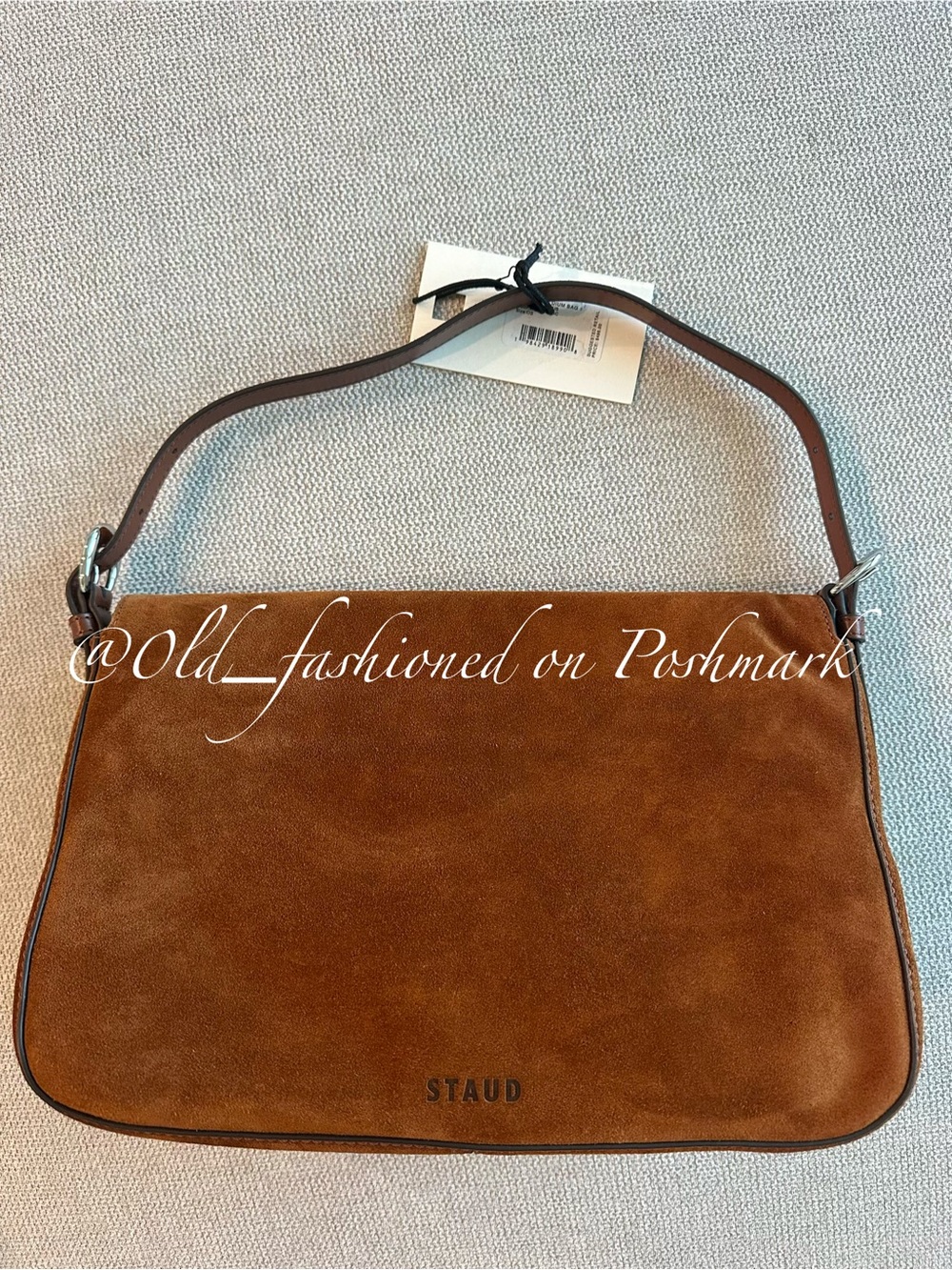 STAUD Medium Harlow Suede Shoulder Bag - Tabac - Picture 10 of 12